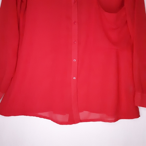Charlotte Russe Red Sheer Button Front Shirt Size Medium - Picture 4 of 11